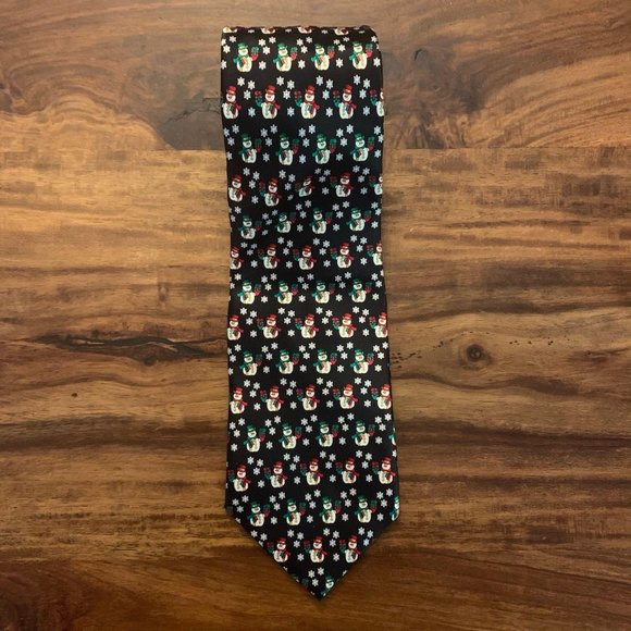 Vintage Other - Retro Snowman Christmas‎ Holiday Imported Silk Tie